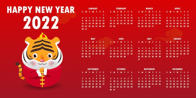 Calendário 2022 feliz ano novo chinês feliz ano novo chinês 2022 ano do tigre