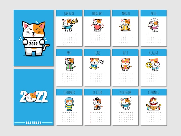 Calendário de anime de gato fofo 2023