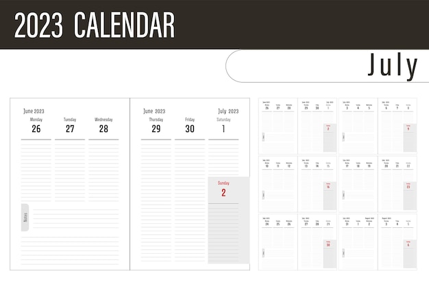 Calendário 2023 kalendarium dia número semana planejador hora de reunião de negócios