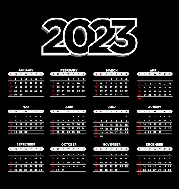 Vetor calendário 2023