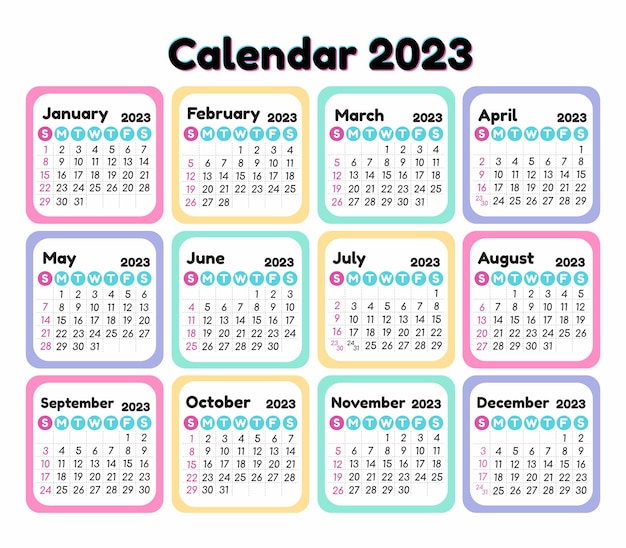 Vetor calendário 2023