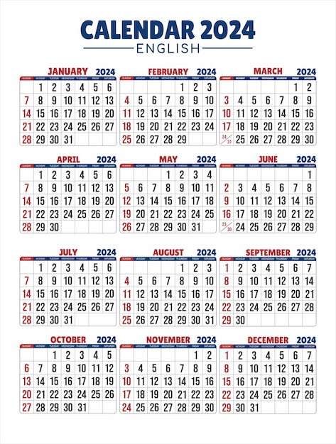 Calendário 2024 todos os meses