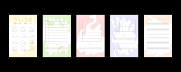 Calendário 2025 e planejador mensal semanal diário para fazer a lista com design minimalista delicado