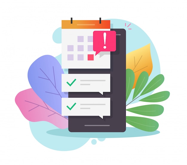 Calendário agendado on-line para celular com data importante de prazo