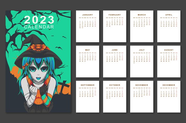 Calendário anime halloween 2023