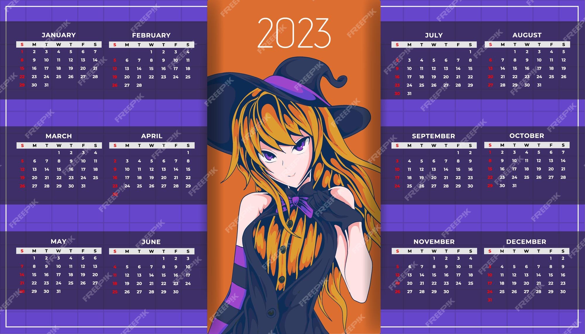 Calendário anime halloween 2023