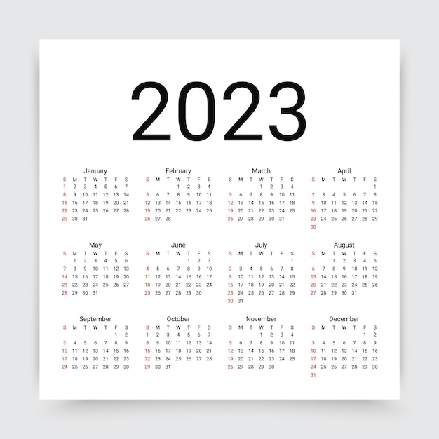 Calendário de 2023 anos ilustração vetorial modelo de planejador de ano