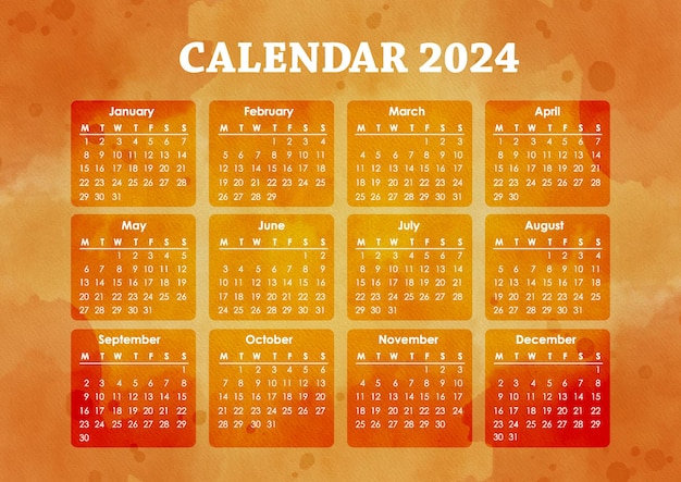 Vetor calendário de 2024