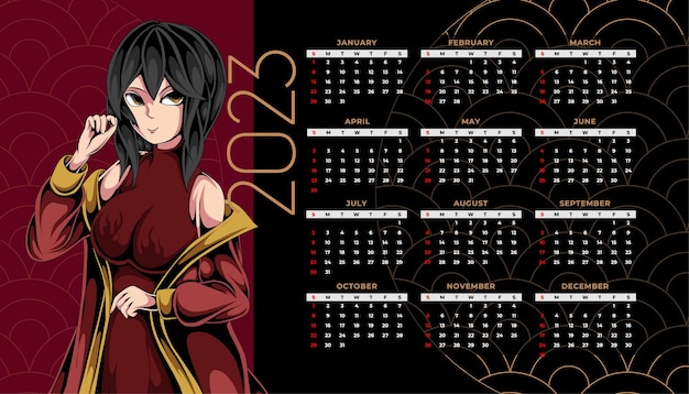 Calendário de anime do ano novo chinês 2023