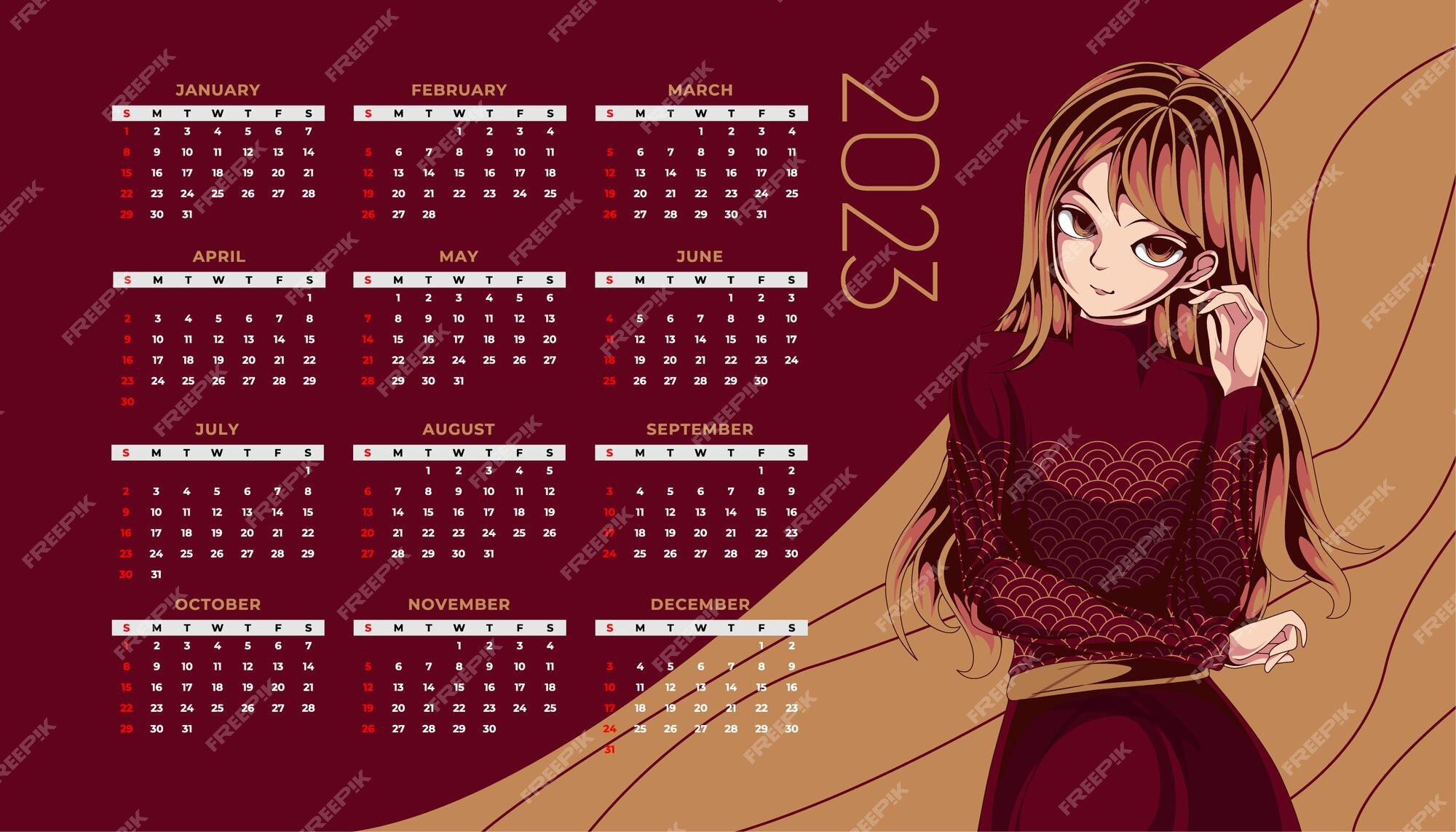 Calendário de anime do ano novo chinês 2023