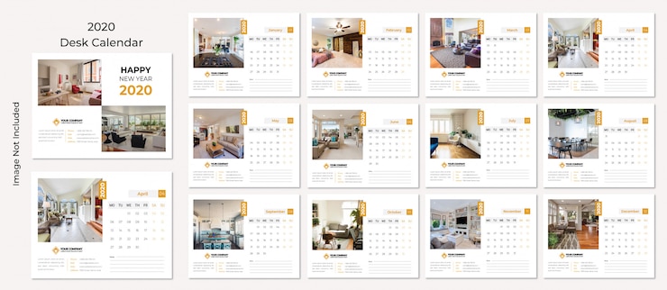 Vetor calendário de mesa 2020