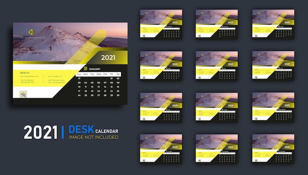 Vetor calendário de mesa 2021.