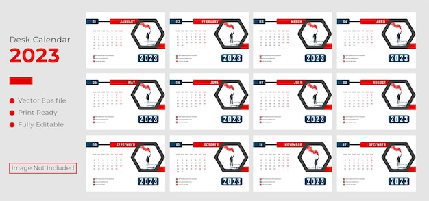 Vetor calendário de mesa 2023