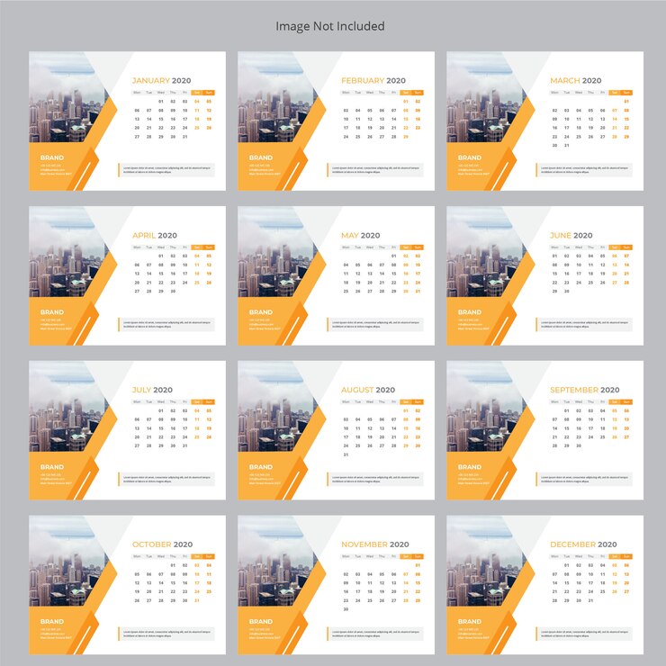 Vetor calendário de mesa corporativo 2020