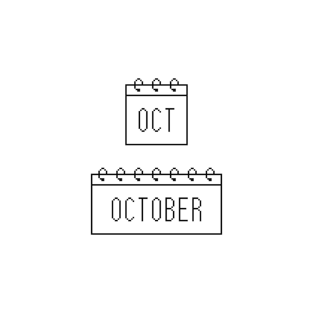 Vetor calendário de outubro em pixel art