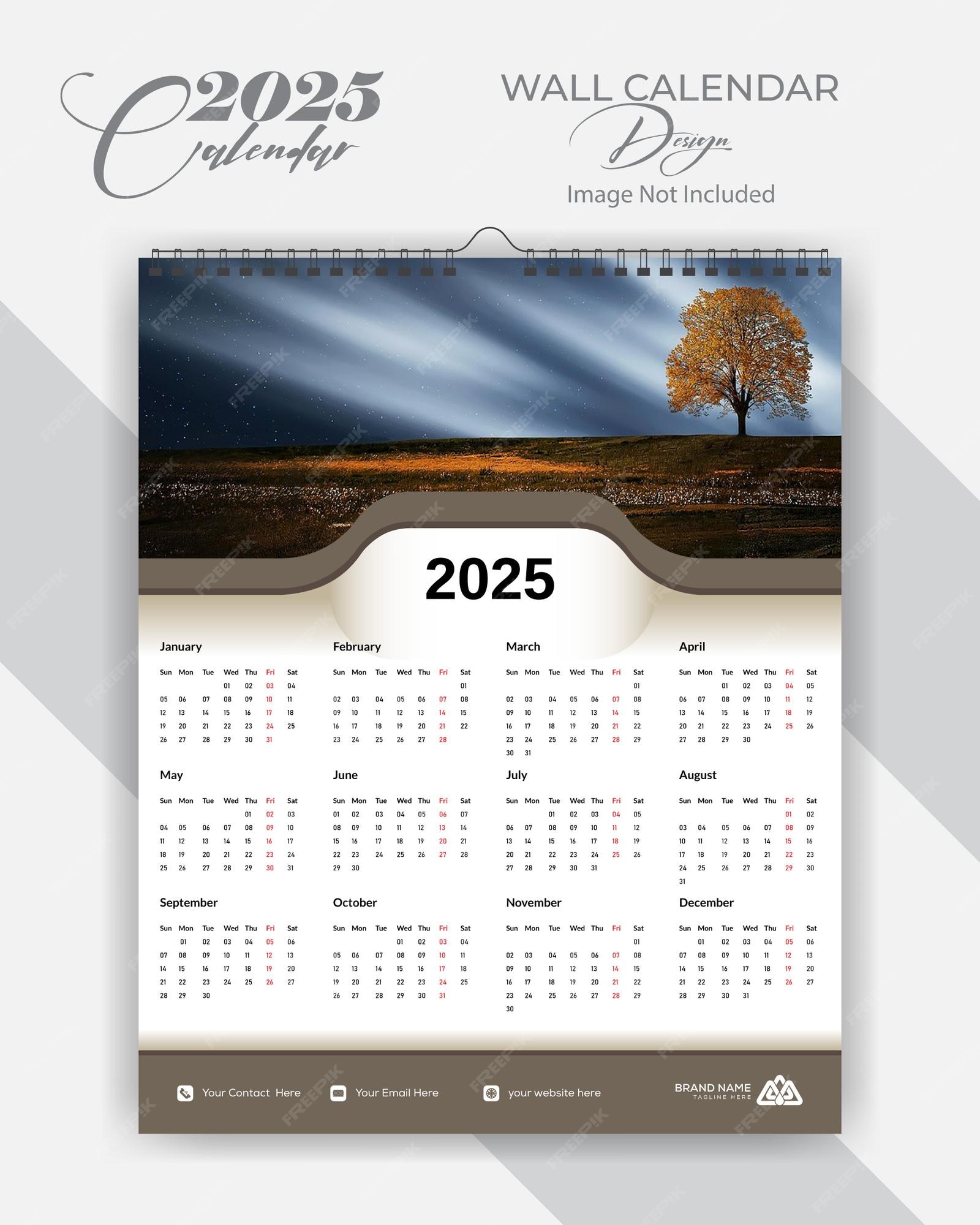Calendário de parede 2025 ano tamanho 16 modelo de 20 polegadas 12