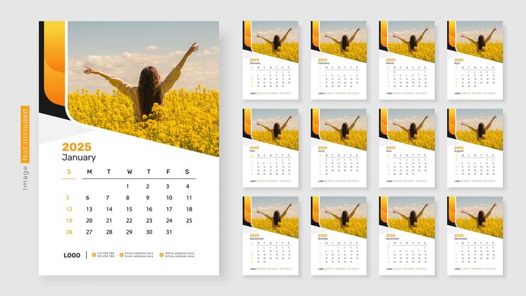 Vetor calendário de parede de negócios corporativa para 2025