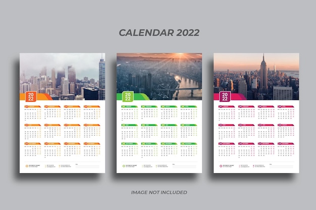 Calendário de parede de uma página 2022