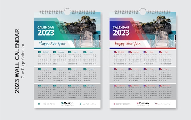 Calendário de parede de uma página 2023