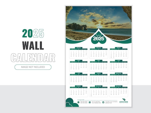 Vetor calendário de parede vetorial 2025 modelo de projeto