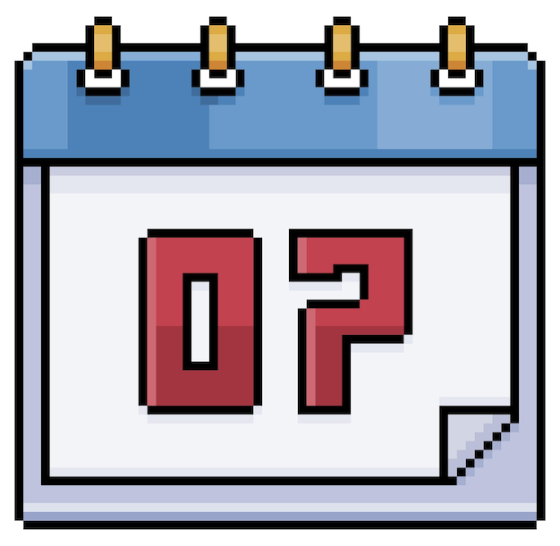 Calendário de pixel art com data 09 dia 09 feriado dia 09 ícone vetorial para fundo branco de jogo de 8 bits