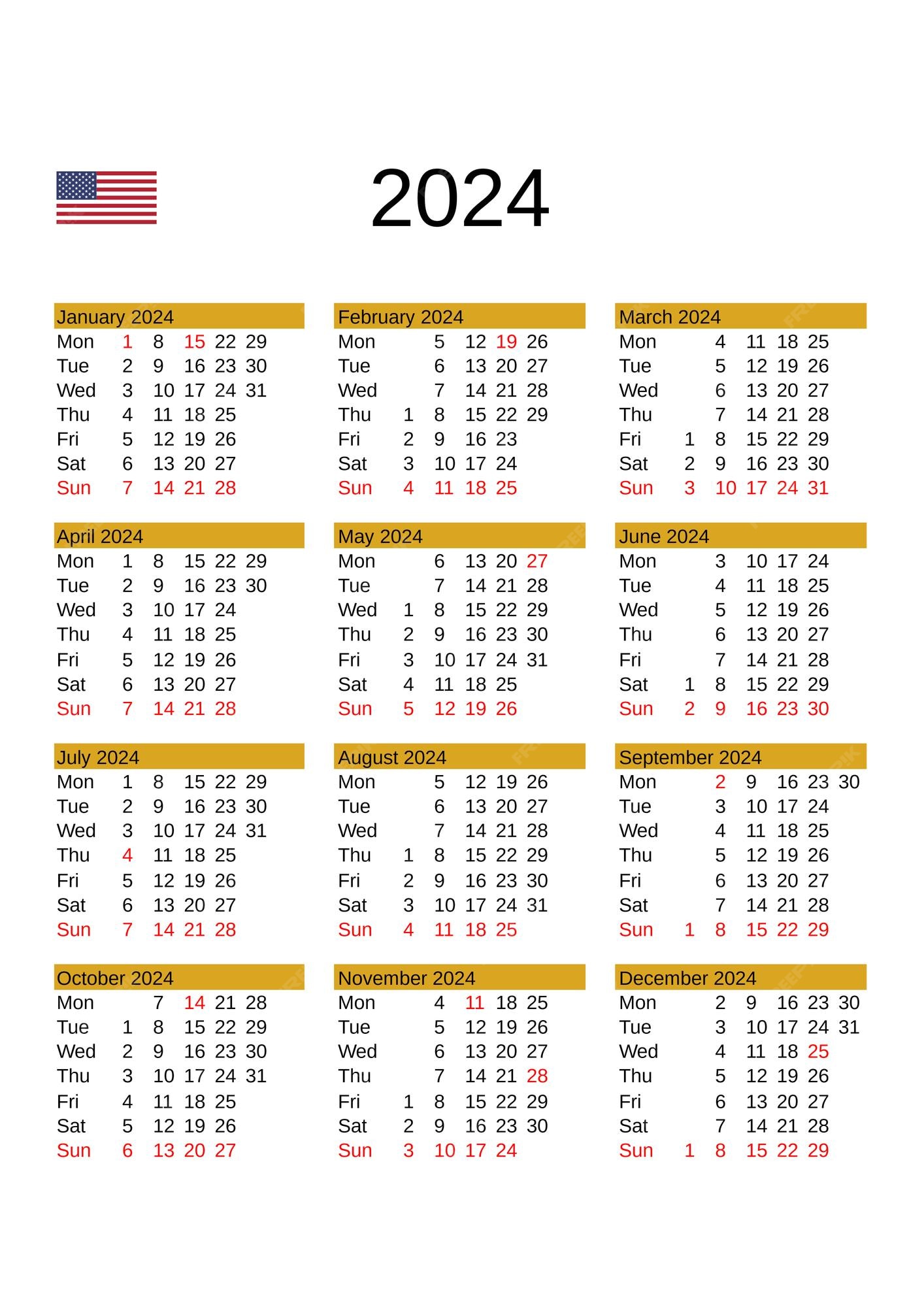 Calendário Agosto 2020 para imprimir - Estados Unidos