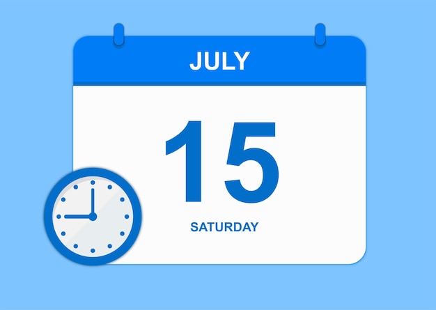 Calendário do dia Vactor Calendário de julho