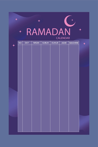 Vetor calendário do ramadão