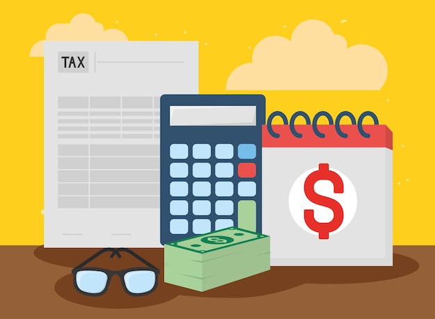 Calendário e contas da calculadora de documentos fiscais