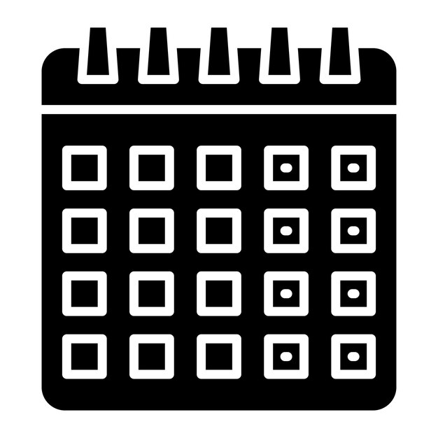 Calendário Glifo Preto Sólido ilustração