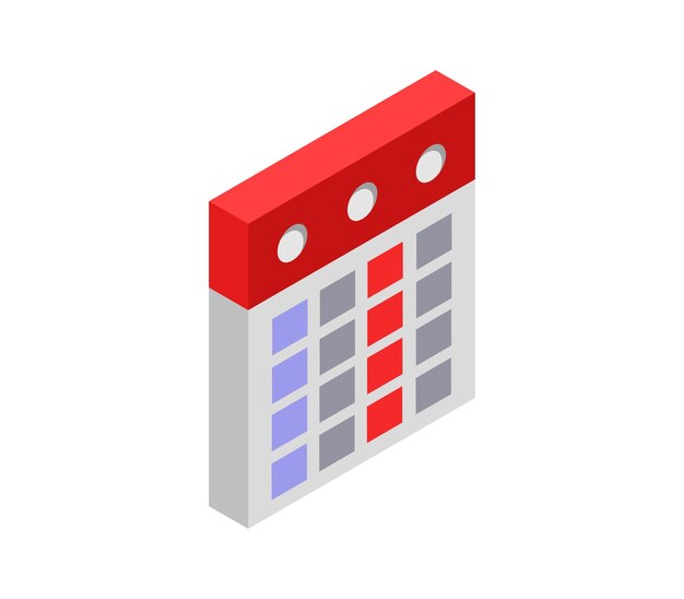 Calendário isométrico
