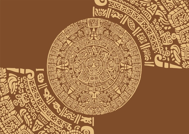 Vetor calendário maia e outras imagens e símbolos das antigas civilizações da américa latina