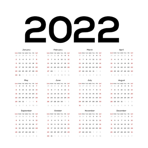 Vetor calendário para 2022 imagem vetorial 2022 logotipo