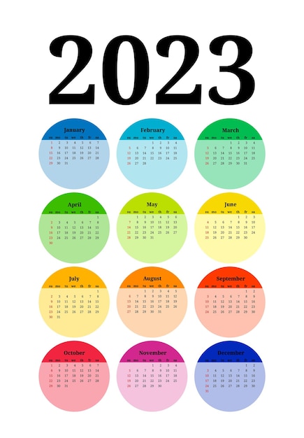 Calendário para 2023 isolado em um fundo branco