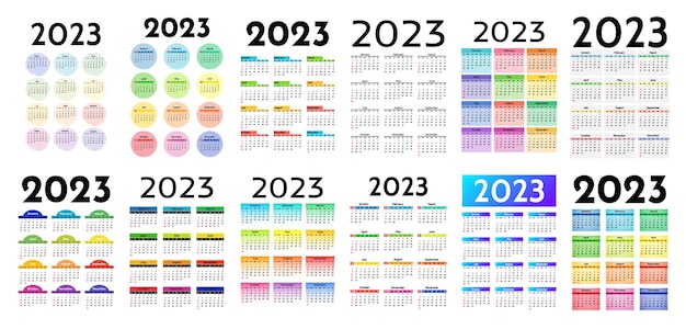 Calendário para 2023 isolado em um fundo branco