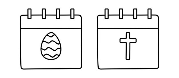 Vetor calendário para a páscoa em estilo doodle