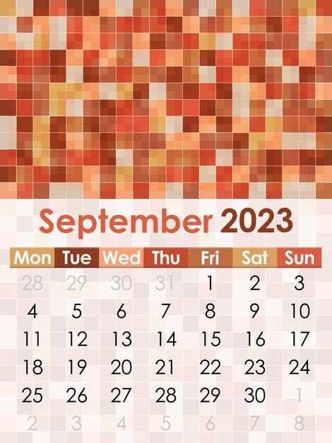 Vetor calendário setembro 2023
