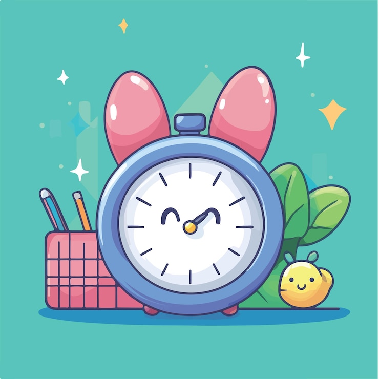 Vetor calendário vetorial brincalhão e relógio ilustração vetorial de ícones de desenhos animados