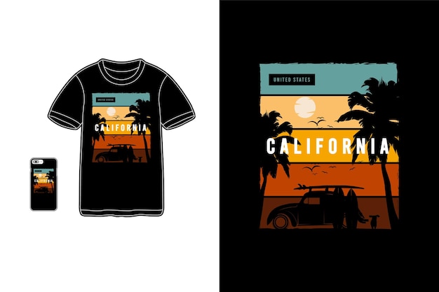 Califórnia, silhueta de mercadoria de camiseta