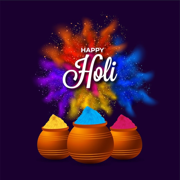 Caligrafia hindi holi hai (é holi) com pó (gulal)