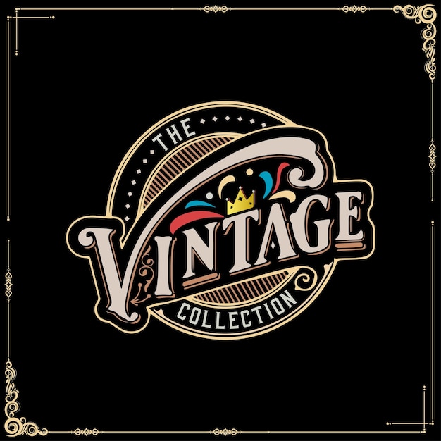 Vetor caligrafia lettering design de logotipo vintage com rótulo de estilo retrô