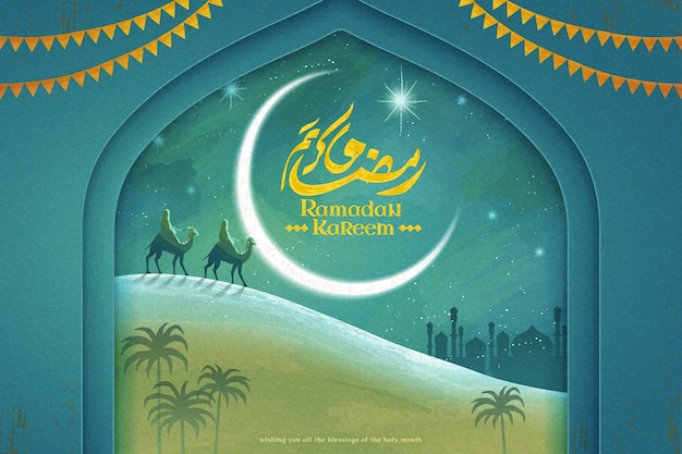 Caligrafia ramadan kareem significa feliz feriado