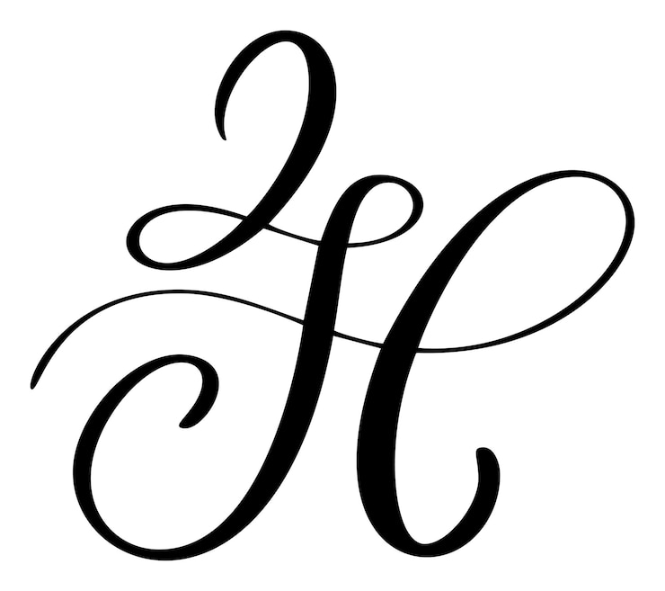 Vetor caligrafia vetorial desenhada à mão com letra maiúscula h logotipo fonte de script estilo de pincel manuscrito