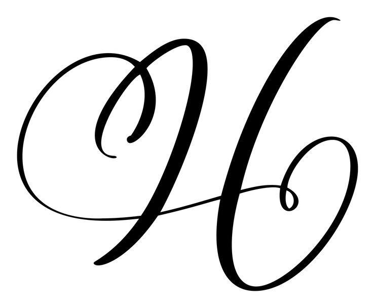 Vetor caligrafia vetorial desenhada à mão com letra maiúscula h logotipo fonte de script estilo de pincel manuscrito