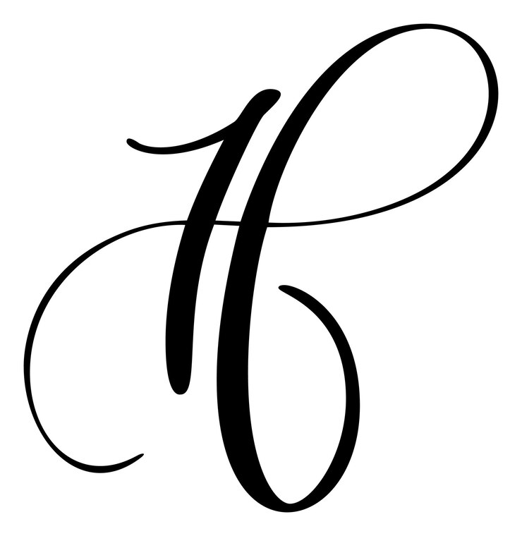 Vetor caligrafia vetorial desenhada à mão letra h logotipo de fonte script estilo de pincel manuscrito florescente