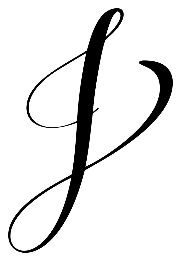Vetor caligrafia vetorial letra desenhada à mão j drop cap script fonte ícone logotipo estilo de pincel manuscrito