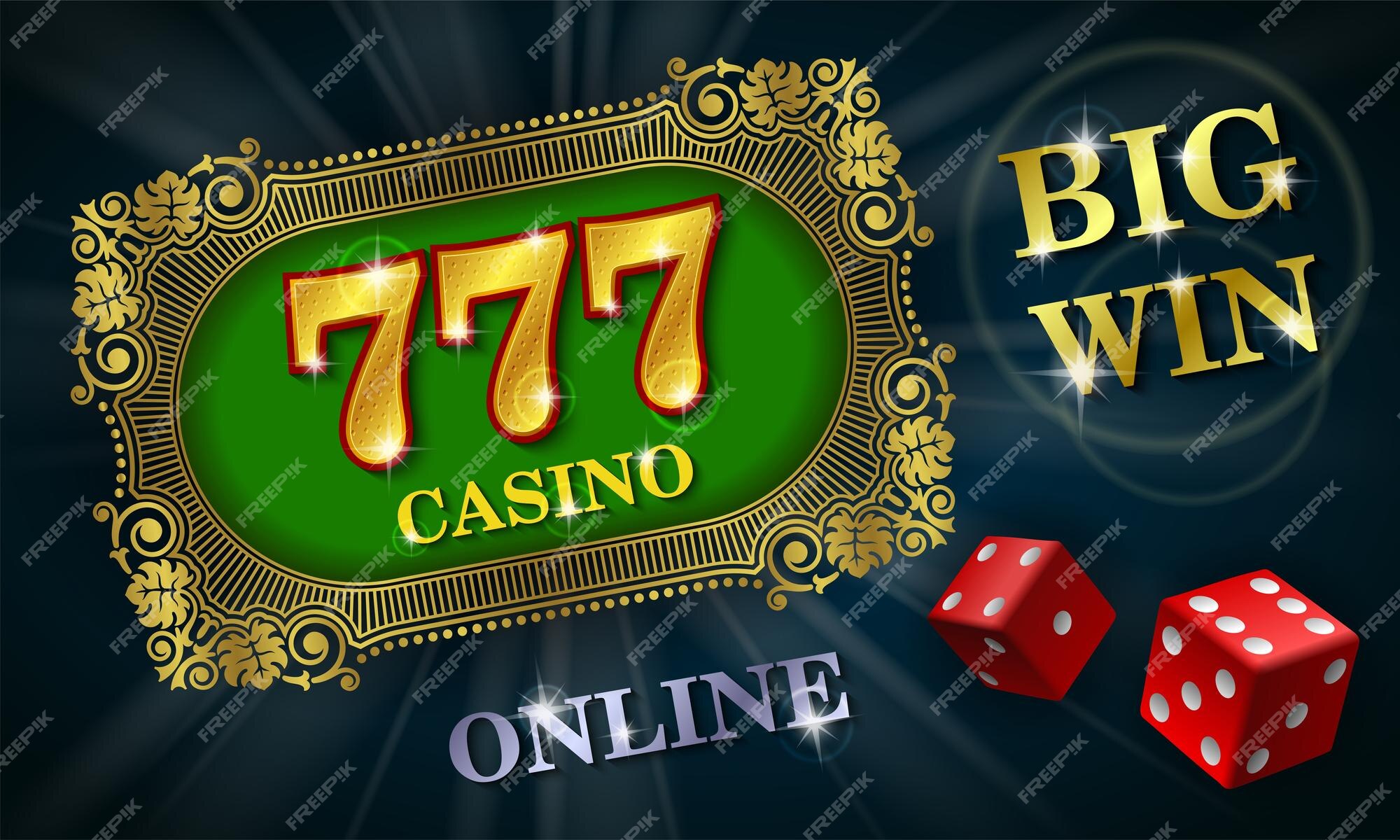 Publicidade do casino 777 online, dois dados de jogo de casino, moedas de  ouro, grande vitória, excitação, prêmio, prazer