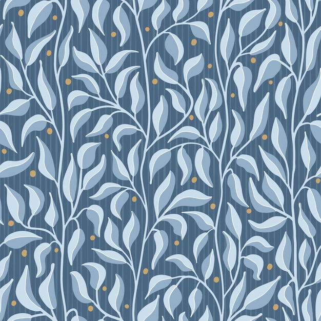 Vetor calmante azul claro escalando vinhas folhosas padrão vetorial sem costura ótimo para embalagens de tecido têxtil