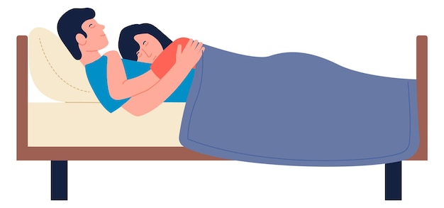 Cama com casal dormindo juntos descanso aconchegante isolado em fundo branco