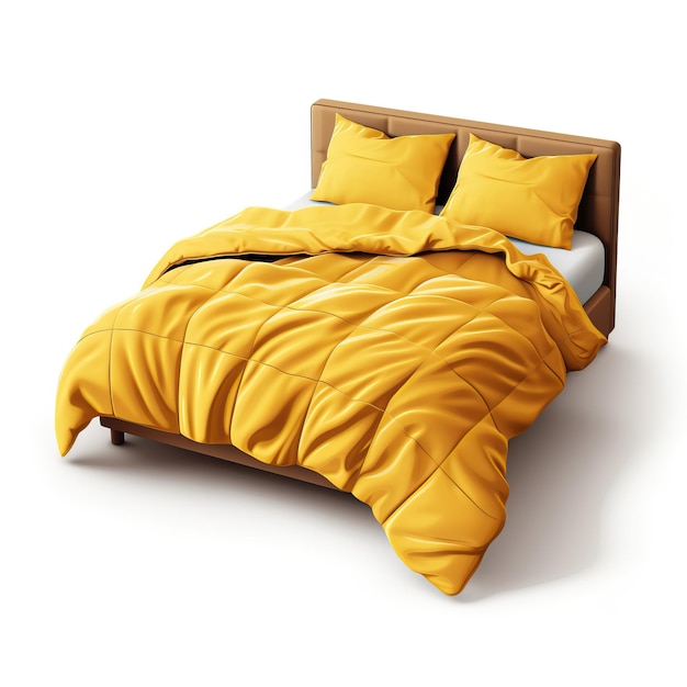 Vetor cama de cor amarela vetor isométrico fundo branco isolado